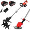 21 V Cordless Grass Strimmer & Tiller Rotavator Set 2 in 1 Leggero Elettrico Cutter & Garden Coltivatore con 2 x 20000mAh Batteria e Caricabatterie, Per Prati e Terreni agricoli