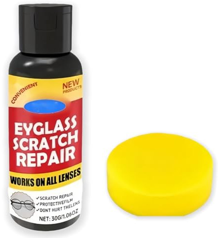 Glasses Scratch Repair Kit with Sponge,Lens Cleaner Spray & Scratch Remover for Eyeglasses, Sunglasses,Phone Screens,Lens Scratch Removal Spray,Effective Polish Wax for Home & Office Use