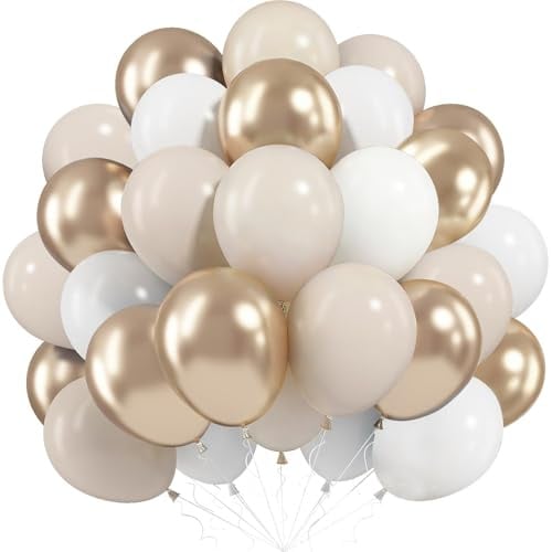 Luftballons Geburtstag Beige Gold, 60 Stück Luftballons Hochzeit Weiß Gold | Helium Ballons Champagner Gold Nude Weiß, Boho Geburtstag Baby Shower Babyparty Verlobung Brautparty Beige Party Dekoration