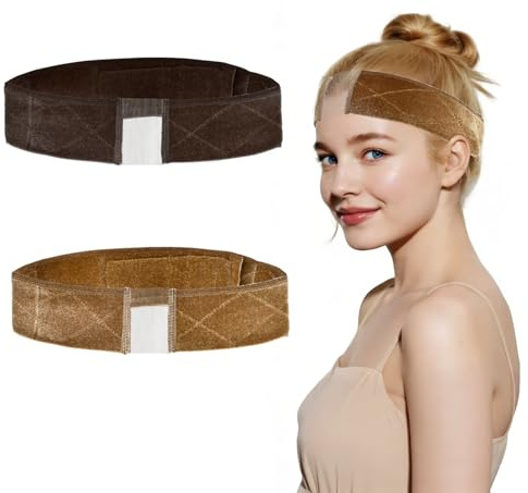 VLYX 2er-Pack Perückenband, verstellbares und unsichtbares Spitzenband (Braun & Beige), sichert Perücken zuverlässig