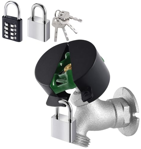 DOCEPERT Outside Tap Lock,Stainless Steel Outdoor Tap Lock,Water Stealing Anti-Unlock Device Suitable for Garden,Room and Kitchen Hose Lock(Includes 2 Padlocks (Black)
