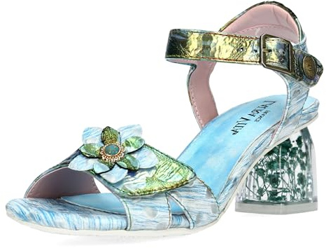 LAURA VITA Sandales Mode Femme Framboiseo 16, Pointure:41 EU, La Couleur:Bleu