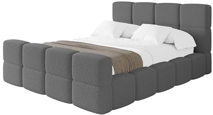 ALTDECOR Polsterbett mit Bettkasten und Lattenrost, Bett mit Matratze H3/H4, Kopfteil, Boxbett, Doppelbett mit Stauraum - NATA-Z 180x200 Grau