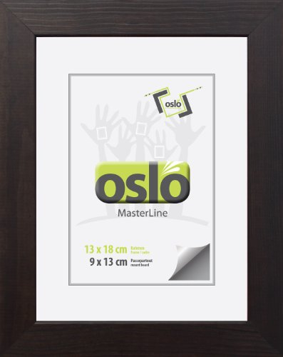 OSLO MasterLine Bilderrahmen 13 x 18 dunkel braun/schoko Holz massiv, zum Aufhängen und stellen Fotorahmen mit Echt-glas