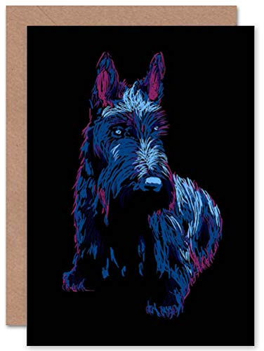 Wee Blue Coo PAINTING SCOTTISH TERRIER DOG SCOTTIE CUTE SCOTLAND BLANK GREETINGS CARD