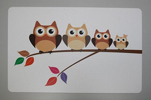 Schreibtischunterlage Motiv: Vier Eulen auf Ast 40 x 60 cm abwischbar
