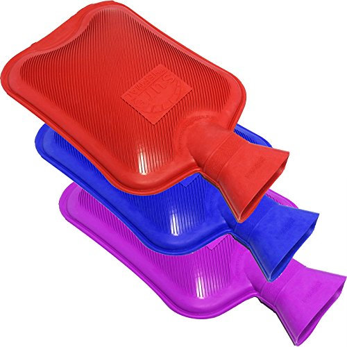 CS01385 - Sure Thermal Hot Water Bottle Ribbed 2 Sides, 3 Pack - Red Blue Purple