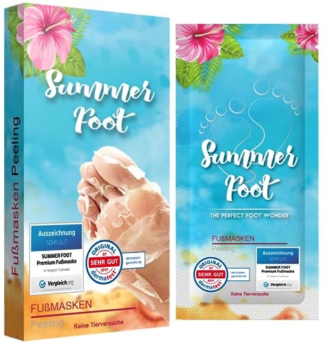 Summer Foot Premium Hornhaut-Entferner - Hornhaut Fußmaske für weiche Füße - Anti Hornhaut-Socken für effektive Fußpflege - dermatologisch getestet - Frauenmaske