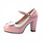 Blockabsatz High Heels Pumps Plateau Lack Mary Jane Damen Schuhe Pumps(Rosa,45)