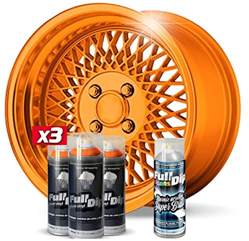 AutoFullCar Pack 3 Sprays Full Dip Naranja Metalizado Brillo