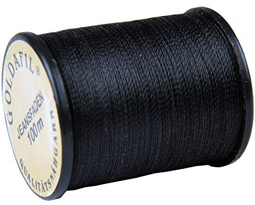 Bestlivings Fil de jean 100 m de qualité - Fil à coudre 210 D/2 - Fil jeansfilé Denim 100 % nylon - Fil indéchirable pour machine à coudre, Noir , 1er Pack