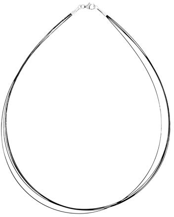Halsreif - Nyloncollier 5-reihig -schwarz- - Edelstahl - Verschluß aus Silber 925/000