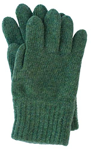 FosterNatur, Kinder Finger Handschuhe/Strickhandschuhe/Wollhandschuhe, 100% Wolle extrafine (4, Grün)