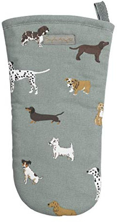 Sophie Allport - Fetch Oven Mitt, 100% Cotton, Single Oven Glove, Machine Washable, Dog Print