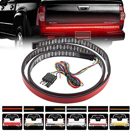 Teguangmei Barre de Feu Arrière LED à Trois Rangées 120cm 432LED Blanc/Rouge/Ambre Barre Lumineuse LED Étanche pour Voiture et Camion SUV Feu Arrière Clignotant Feu de Freinage Feu de Stationnement