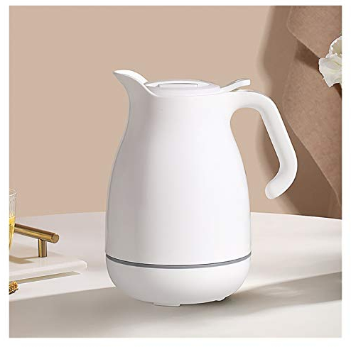 MESURE Vacuum Insulated Thermos Carafe Jar,Plastic Thermal Carafe with Glass Liner,Double-Wall Thermal Carafe Coffee Pot,24 Hour Heat Retention,For Tea, Hot Beverage (Color : White, Size : 1.5L)