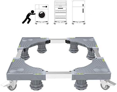 Fridge Stand Base, Multi-Functional Adjustable Base Refrigerator Holder Bracket, Suitable for Refrigerator&Washing Machine Base Stand, Gray