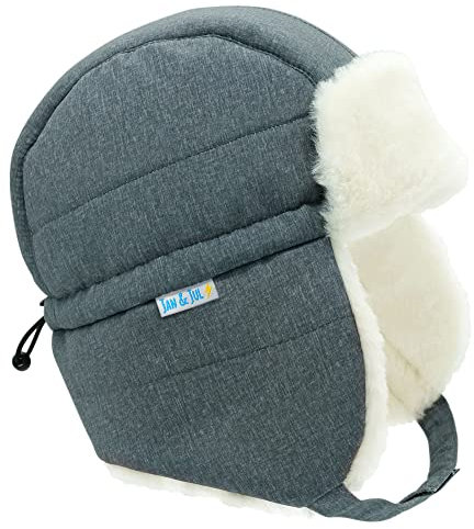 Jan & Jul Warme Winddichte Trapper Wintermütze für Kinder (XL: 5-12J, Heidekrautgrau)