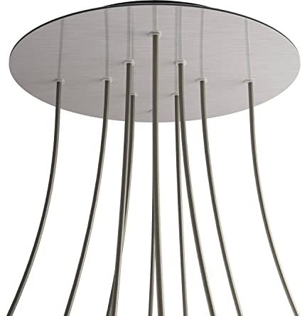 creative cables - Rundes XXL 10-Loch und 4 Seitenlöchern Lampenbaldachin, Rose-One-Abdeckung, 400 mm Durchmesser - Satinierter Stahl, Schwarz