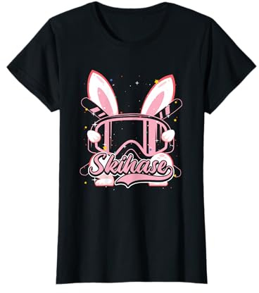 Damen Skihaserl Skihase Apres Ski Lustiges Winter Party Outfit T-Shirt