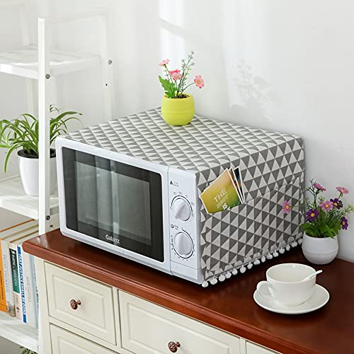 Microwave Dust Proof Cover,Microwave Oven Accessory Protective Cover Microwave Oven Cover Dust-Proof Covers Hood Home Decor Microwave Anti-Oil Towel,Grey Triangle