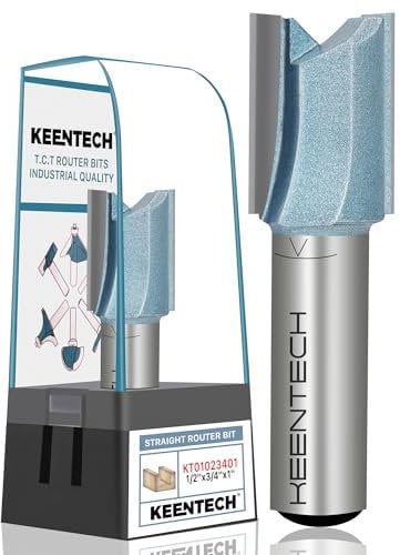KEENTECH 3/4'' (Dia.) 1'' (Depth) Double Flute Straight Router Bit with 1/2'' Shank (KT01023401)