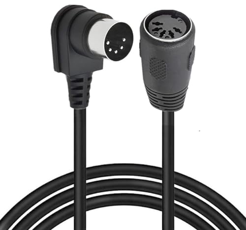 Câble d'extension MIDI DIN, MIDI 5 broches - Prise mâle DIN à 90 degrés vers prise femelle - Câble adaptateur audio MIDI/AT pour synthétiseur de clavier MIDI, organe, piano électrique (3 mètres)