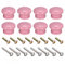 sourcing map Round Wood Knobs, 8pcs 33x23mm Pull Handles for Drawer with Screws Pink