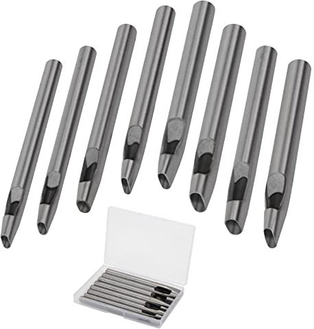 Lochstanzer-Set mit 8 ovalen Größen für Leder 2 mm–5 mm, Boyistar Lederwerkzeug-Set Hohlstanzer für Uhrenarmbänder, Gürtel, Lederarbeiten – mit Aufbewahrungsbox