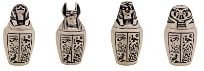 Set 4 ägyptische Kunst Baldachin Gläser Sons of Horus Kalkstein Made in Egypt