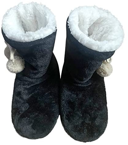 Hohe Hausschuhe Warm Damen Hausstiefel Winter Hüttenstiefel Plüsch Dick Hüttenschuhen Unisex Winterhausschuhe Kuschelig Wärme Pantoffeln Rutschfest Bequem Slipper Stiefel Schuhe für Drinnen Draußen
