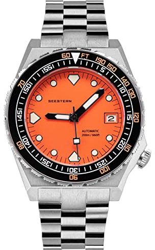 SEESTERN SUB 600T Keramik-Lünette, Lume, Datumsanzeige, 20 ATM 200 m, Sportuhr für Herren, Sugess S407-600T.OC, Silber, Armband