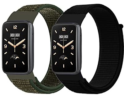 Niboow Cinturino per Xiaomi Smart Band 7 Pro (Mi Band 7 Pro), Uomini Donne Ricambio Regolabile Watch Band, Nylon Traspirante Leggero Cinturino per Xiaomi Smart Band 7 Pro (Mi Band 7 Pro) - Nero+Verde