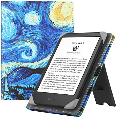 HGWALP Etui Universel pour Tout Le 6 Paperwhite eReaders, Folio Stand Coque Housse avec dragonne Compatible avec Kindle 2022/Kindle Paperwhite/Kobo/Tolino/Pocketbook 6 Pouces eReader-Starry Sky