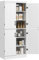 HOMCOM 4-Door Tall Kitchen Cupboard, Freestanding 6-Tier Storage Cabinet with 2 Adjustable Shelves for Living Room, Dining Room, White