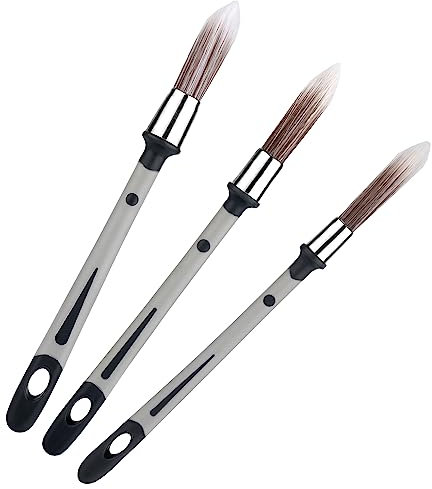3 Piezas Juego de Pinceles Pequeños, 1,14 cm, 1,5 cm, 1,9 cm Pinceles para Pintar Paredes Pincel para Bordes Pincel para Casa Esquinas de Pared Ventana Gabinetes Murales
