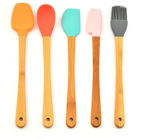 DDKY Juego de Utensilios de Cocina de Silicona de 5 Piezas, Accesorios de Cocina útiles, espátulas de Silicona, espátula de Utensilios de Cocina, Cuchara de Cocina espátula de Postre