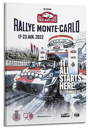 JONZA Rally Racing WRC-Poster Yaris WRC Sportwagen, dekoratives Gemälde, Leinwand, Wand und Kunstbild, Familienschlafzimmer, 60 x 90 cm