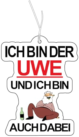 CME.Promo 2x Duftbaum Mit Ich Bin Der Uwe Und Ich Auch Dabei Motiv, Auto Duftspender Lustig, Tuning, Car Air Freshener, Duftanhänger