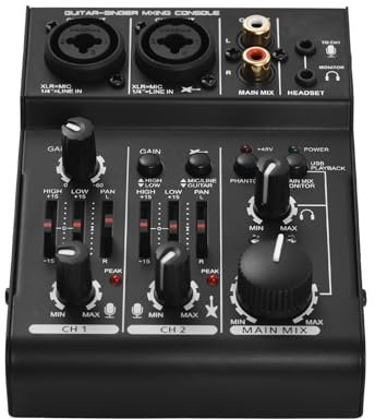 FUNFANG tavola armonica dj mixer board scheda audio a 3 canali Console di miscelazione Mixer audio digitale Built-in 48 V Phantom Power 5 V Alimentazione USB per Home Studio Registrazione Rete DJ