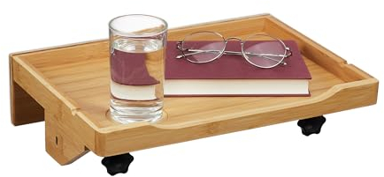 Relaxdays Tablette de lit, Mini Table de Chevet à Pincer, pour Couchage Mezzanine, HxLxP : 9x36x25,5 cm, Bambou, Nature