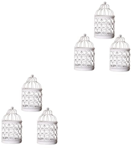 TOPBATHY 2 Sets Atemberaubender Vogelkäfig-kerzenhalter Aus Eisen Kreativer Kerzenständer Leichtes Design Für Dekorationen Zu Hause in Der Hotelbar 3 Stück * 2