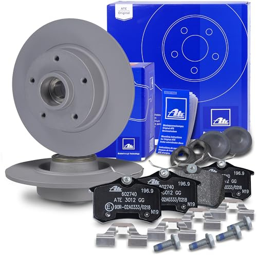 ATE Bremsenset Hinterachse inkl. Bremsscheiben hinten Ø 260 mm voll und Bremsbeläge hinten und Radlager + ABS Sensorring Kompatibel mit RENAULT CLIO 4 (BH_), MEGANE (EZ0/1_) (KZ0/1), SCÉNIC 3 (JZ0/1_)