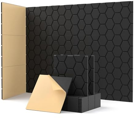 Ctwezoikmt Schalldichte Wandpaneele, selbstklebend, akustische Wandpaneele für Wand, Studio, Zuhause und Büro, schwarz, langlebig, einfache Installation, 12 Stück