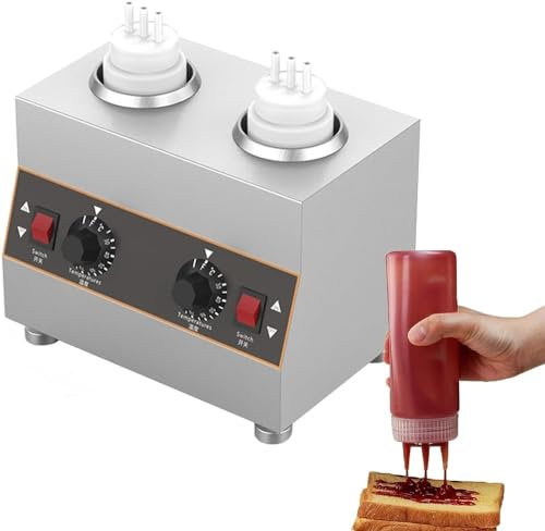 Electric Sauce Warmer, Stainless Steel Sauce Warmer Heater, 86-185℉ Commercial Cheese Sauce Warmer, Chocolate Warmer with Sauce Bottles, for Jam Cheese Chocolate Caramel (Size : 2Buckets)