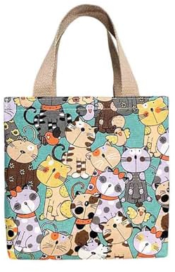 Cartoon Canvas Damen Japanische Isolierte Handtasche Lunchbox Tasche Lunch Bag Bento-Tasche (Stil E)