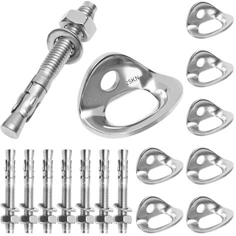 8 bulloni da Arrampicata, 25 KN, bulloni di Ancoraggio per Arrampicata su Roccia in Acciaio Inossidabile 316, per Arrampicata, Alpinismo, speleologia