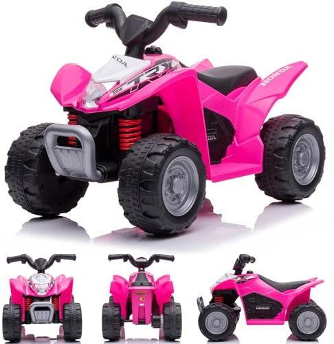 Auto elettrica quad per bambini, 3 km/h, quad per bambini, auto cavalcabile per bambini dai 18 mesi, lampada a led, giocattolo, monopattino elettrico (Rosa)