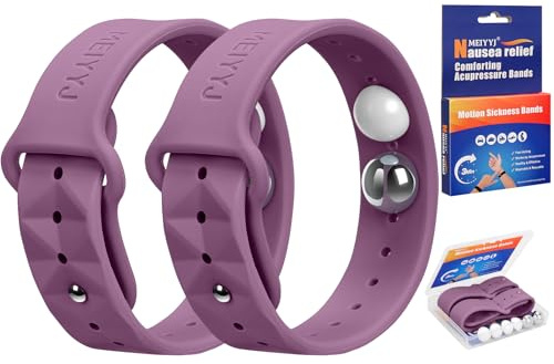 MEIYYJ Travel Sickness Bands for Adults and Kid Adjustable Acupressure Anti Nausea Wristbands for Motion & Morning Sickness Relief Bands for Pregnant Wowen Natural Relief of Nausea Headaches-Purple