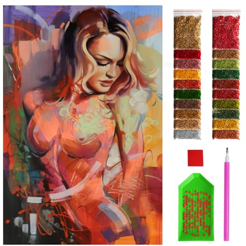 ARTULIO Diamond Painting Set - Akt einer Frau mit abstraktem Hintergrund - 40x60 cm - Groß XXL - 5D Diamant Painting Bilder DIY, Diamond Painting Erwachsene